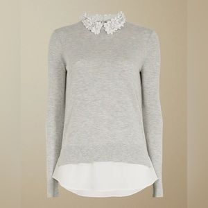 NWT - Ted Baker Nansea Floral collar mockable sweater in Grey Size 5 (US 12)